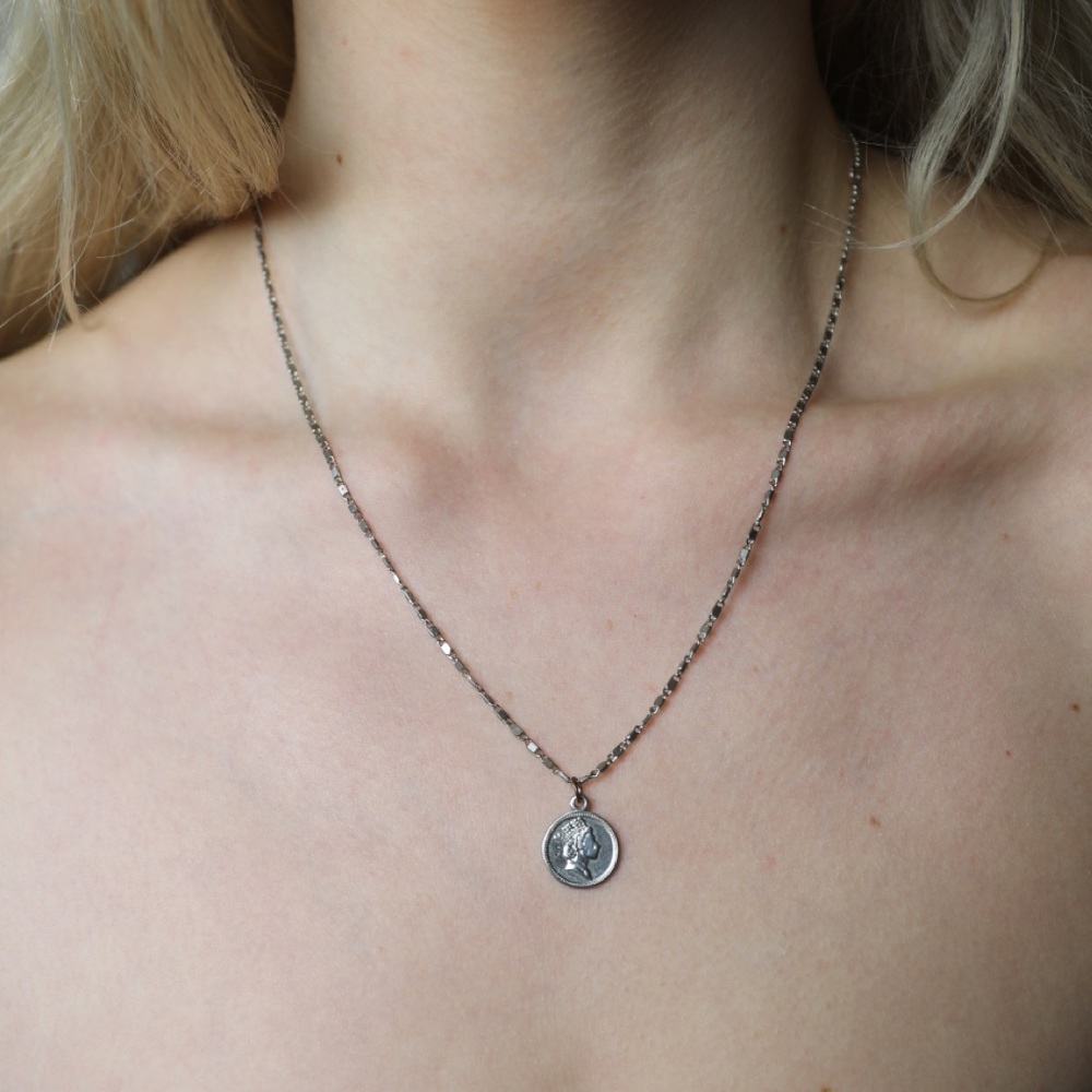 10$ ADD ON Silver coin pendant layering necklace